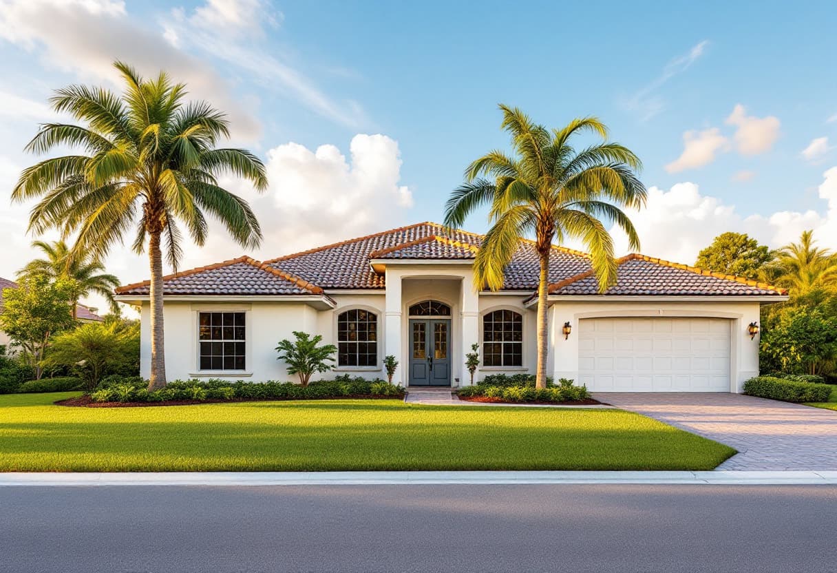 Florida single-family home with palm trees