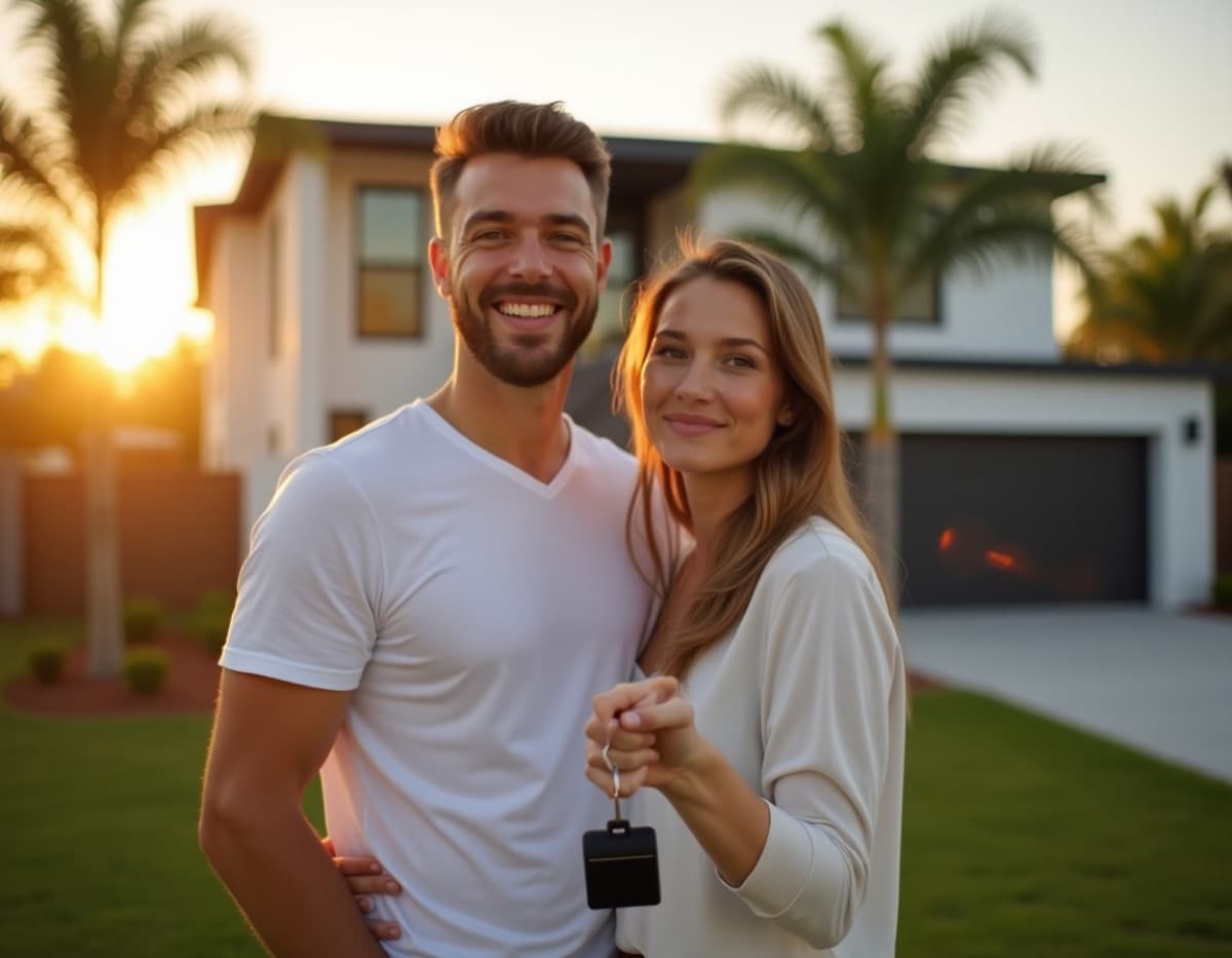 A Florida couple holding the keys to their new home